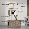 Litter Box Enclosure with Cat Tree Tower and Condo, Hidden Cat Washroom Furniture with Sisal Scratching Post & Soft Plush Perch - 3 of 4