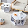 Modern Hexagon Coffee Table Set with Open Storage,2-Piece Wood Grain Marble Pattern MDF Sofa Side Tables for Living Room-Baofuwish - 3 of 4