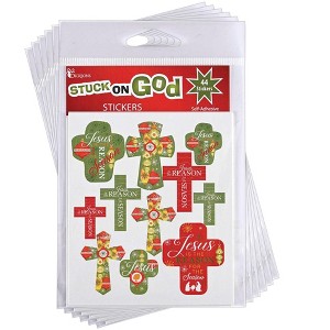 Dickson's Stuck On God - Jesus Is The Reason for The Season - Red/Yellow/Green Paper Self-Adhesive Cross Shaped Stickers - 1 of 1