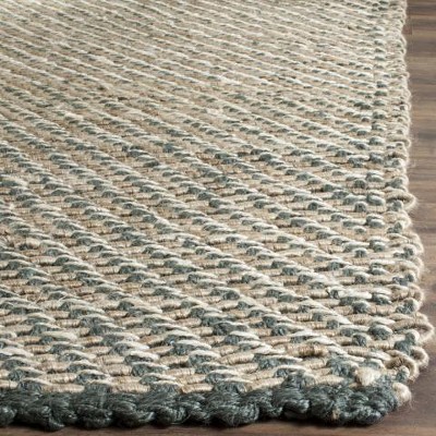 Hand-Knotted Blue Natural Square Jute 6' Area Rug