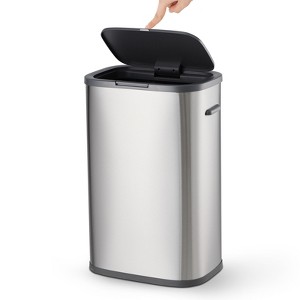 14.5 Gallon/55L Stainless Steel Trash Can - Rust-Resistant Space-Saving Narrow Design with Lockable Lid, Dual-Use Garbage - 1 of 4