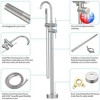 Freestanding Tub Faucets with Brushed Nickel Finish - Floor-Mounted, High-Flow Shower System, Handheld Shower Head, and Swivel Spout - 3 of 4