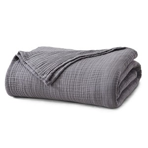 Market & Place 100% Cotton Muslin Bed Blanket - 1 of 4