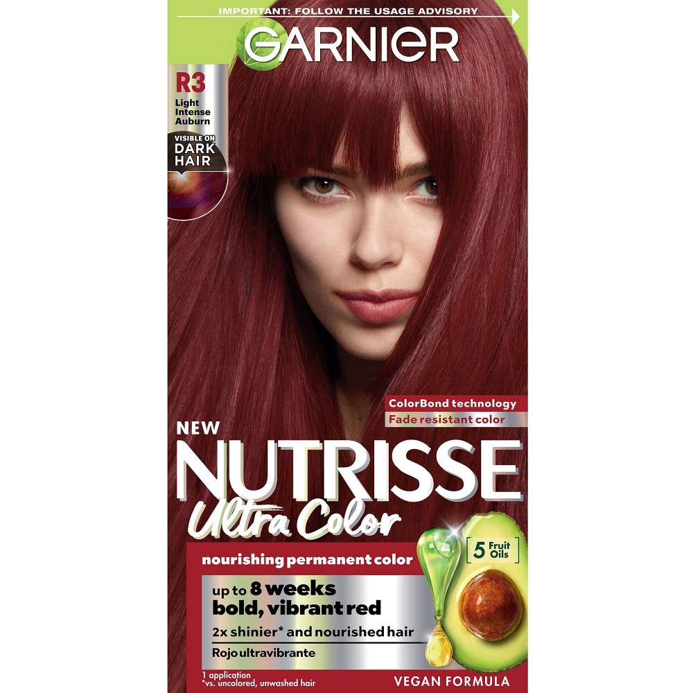 Photos - Hair Dye Garnier Nutrisse Ultra Color Nourishing Color Creme - R3 Light Intense Aub 