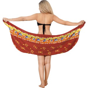 LA LEELA Womens Halloween Pareo Pirates Skull Casual Swimsuit Cover Up Sarong Mini Skirt Beach Wrap for Women One Size Short Caribbean Pirates, Red - 1 of 4