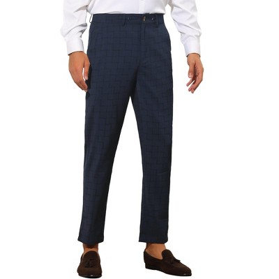 Lars Amadeus Men's Plaid Slim Fit Tapered Bargains Trousers