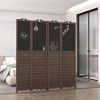 NicBex 5.6' Tall 4-panel Pegboard Display Room Divider Folding Privacy Screen Freestanding Wall Partition with Black Boards for Home & Office, Brown - 3 of 4