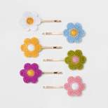 Girls' 6pk Crochet Flower Bobbie Pins - art class™