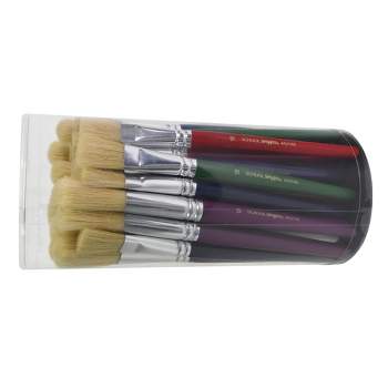 School Smart Watercolor Paint Brushes, Short Handle, Size 8, Set of 12