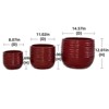 VisioGear 3PCS Ceramic Flowerpot, Modern Planter for Patio, Garden, Windowsill, Bean Paste Red, 14.6"*14.6"*12.1" - 3 of 4