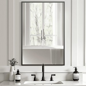 MAYEERTY 35.83x24.02x0.59in Aluminum Thin Edge Right-Angle Rectangle Black Hanging Mirror (Double-Sided) - 1 of 4