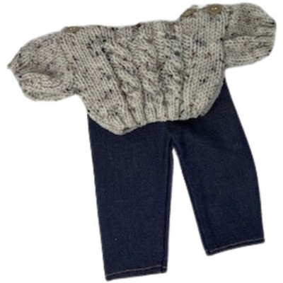 Doll Clothes Superstore Tweed Hand Knit Sweater Set For Boy Or Girl Cabbage Patch And Baby Dolls