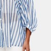 Knit & Lounge Women’s Striped Button Down Blouse 3/4 Balloon Sleeves Relaxed Fit Lightweight Woven Top - 3 of 4