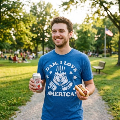 Мужские футболки Crazy Dog T-Shirts, Inc. Mens Funny T Shirts Dam I Love America Sarcastic Beaver Graphic Novelty Fourth Of July Tee for Men - Crazy Dog Men's T Shirt For Fourth Of July S — фото 3
