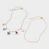 Bug Charm with Acrylic Pearl Necklace Set 2pc - Universal Thread™ Gold/White: Lobster Claw Clasp, Recycled Zinc - 2 of 3
