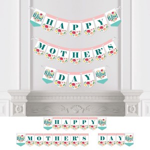 Big Dot of Happiness Colorful Floral Happy Mother's Day - We Love Mom Party Bunting Banner - Party Decorations - Happy Mother's Day - 1 of 4