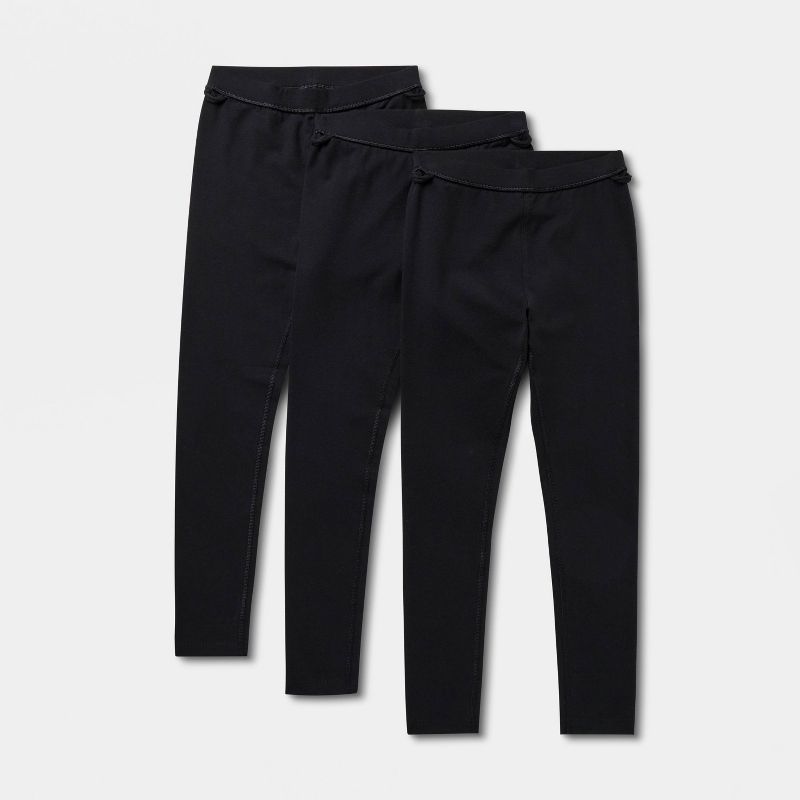 Girls' Adaptive 3pk Leggings - Cat & Jack™ Black XS