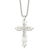 Black Bow Jewelry Stainless Steel & Sterling Silver Inlay Large Cross Necklace, 20 Inch - 2 of 4