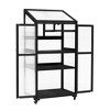 62" H Patio Wood Greenhouse, Balcony Portable Cold Frame with Wheels and Adjustable Shelves for Outdoor Indoor Use - ModernLuxe - 2 of 4