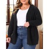 Women's Plus Size Open Front Long Sleeve Autumn Winter Knit Cardigan with Pockets - Agnes Orinda - 2 of 4