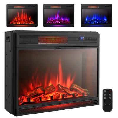 Tangkula 28" Electric Fireplace 900/13500W Wall Recessed Electric Heater w/Remote Control & Thermostat for Home Office