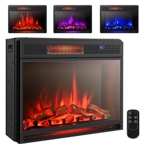 Tangkula 28" Electric Fireplace 900/13500W Wall Recessed Electric Heater w/Remote Control & Thermostat for Home Office - 1 of 4