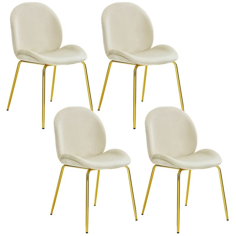 Costway 4PCS Velvet Dining Chair Accent Leisure Chair Armless Side Chair, 1 of 11