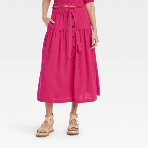 Pink midi shop skirt xs