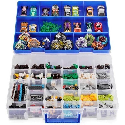 Blue Plastic Toy Organizer with 30 Compartments
