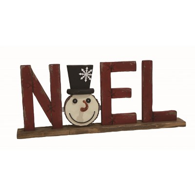 Transpac Wood 21 in. Multicolor Christmas Noel Snowman Decor