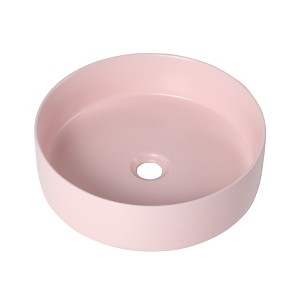 ChicFurnit Bathroom Sink Vessel Sink Stylish Ceramic Above Counter Modern for Bathroom, Pink, 15.7"*15.7"*4.7" - 1 of 4