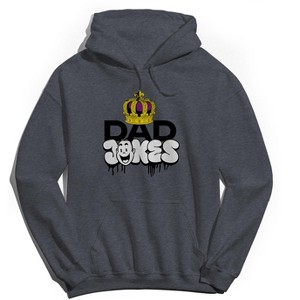 Rerun Island Men's Dad Jokes Crown Long Sleeve Graphic Cotton Sweatshirt Hoodie - Dark Heather Grey XXL - 1 of 3