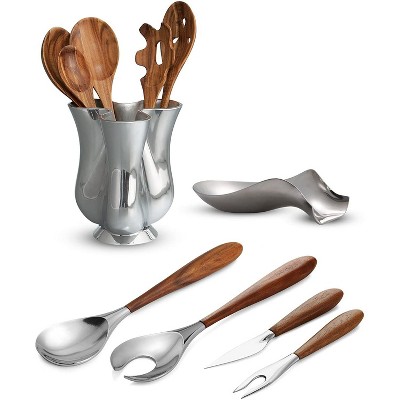 Curvo Stainless Steel and Acacia Wood Soup Ladle