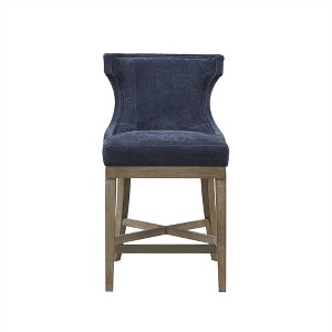 OUTSUPPLY Swivel Counter Stool, 300lb Capacity Bar Stool with Wood Legs & Kickplate - 1 of 4