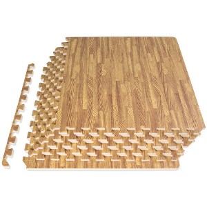 ProsourceFit Wood Grain Puzzle Mat, 1/2-in, 24 Sq Ft - 6 Tiles - 1 of 4