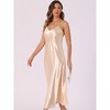 INSPIRE CHIC Women's Satin Sleeveless V Neck Spaghetti Strap Evening Party Maxi Dress - 4 of 4