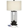 Franklin Iron Works Rafael 27 1/2" Tall Industrial Modern Table Lamp Dual USB Port Night Light Black Metal Single White Shade Living Room Charging - 3 of 4