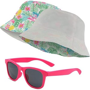 Kids Bucket Hat for Girls & Boys, Packable Fun & Cool Reversible Beach Sun Teen Toddler Bucket Hat with Sunglasses 3-14Y - 1 of 4
