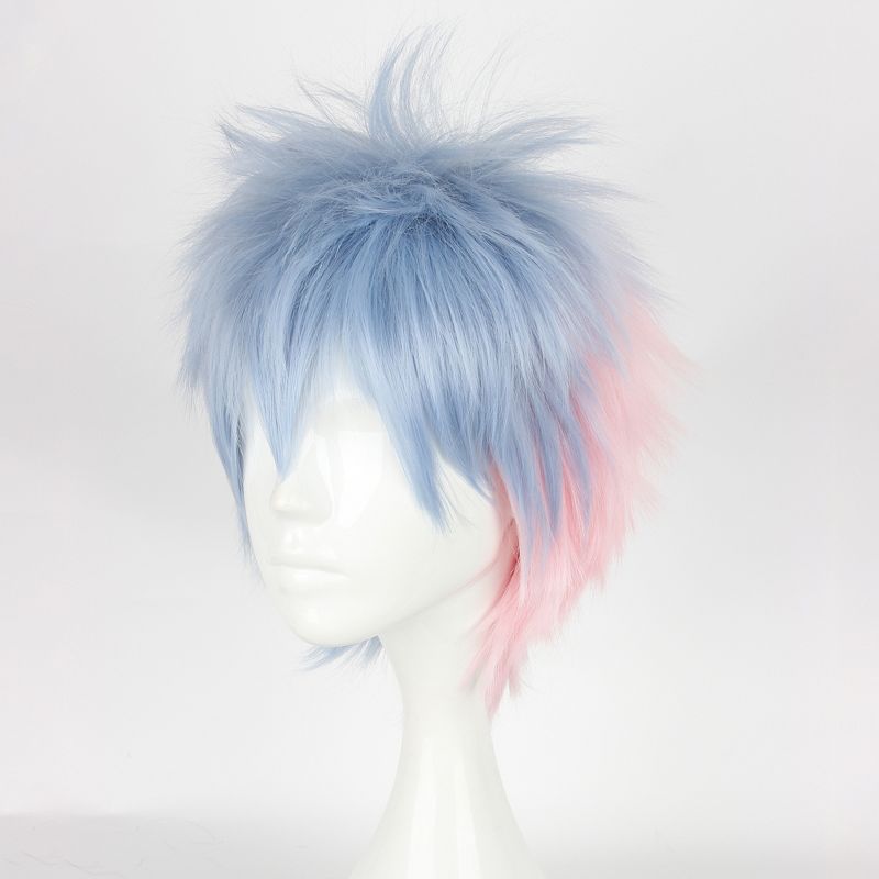 Unique Bargains Women's Wigs 12" Blue Pink with Wig Cap, 3 of 7