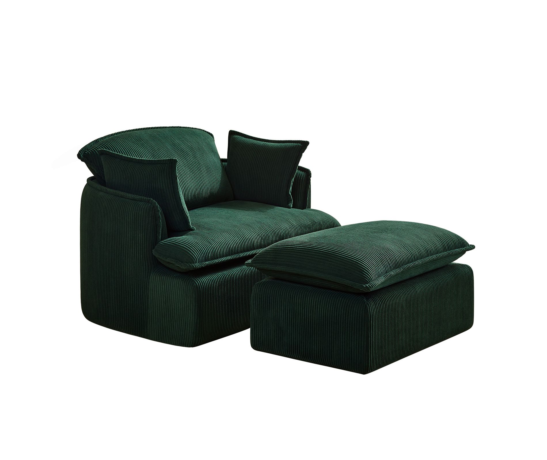 Anybear Convertible Compressed Sofa Chair with Ottoman, for Small Spaces, Green