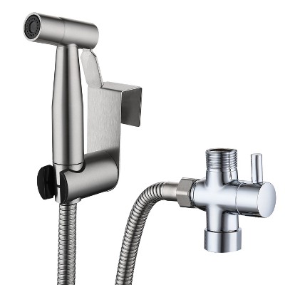 iMountek "Handheld Bidet Sprayer Kit, Stainless Steel Toilet Shower, Brass Valve, for Personal Hygiene & Cleaning" Silver