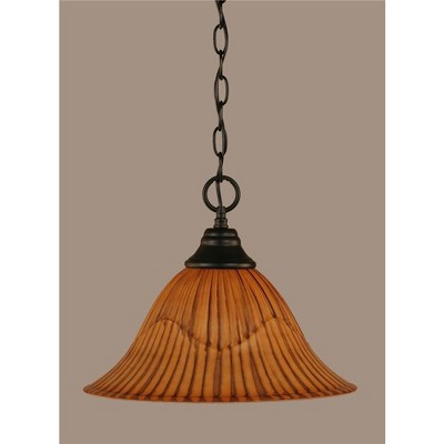 Toltec Lighting Any 1 - Light Pendant in  Matte Black with 14" Tiger Shade