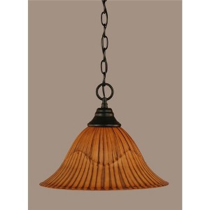 Toltec Lighting Any 1 - Light Pendant in  Matte Black with 14" Tiger Shade - 1 of 1