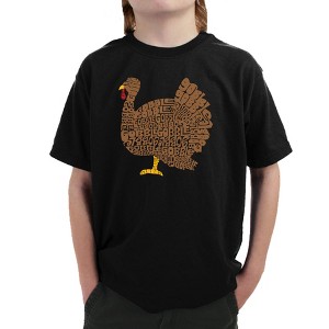 LA Pop Art Thanksgiving - Boy's Word Art T-Shirt - 1 of 4