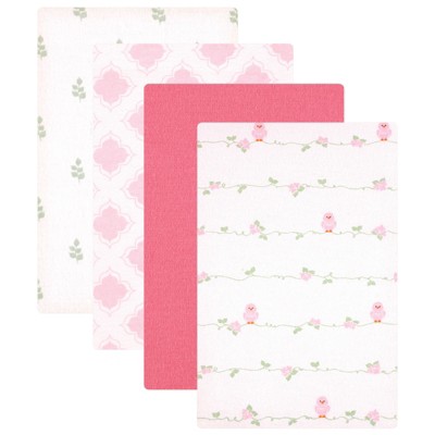 Luvable Friends Baby Girl Cotton Flannel Receiving Blankets, Bird, One Size