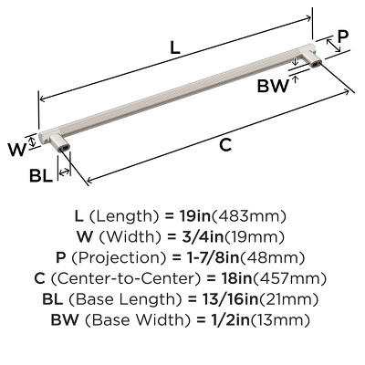 Brushed Nickel 19" Modern Industrial Bar Pull