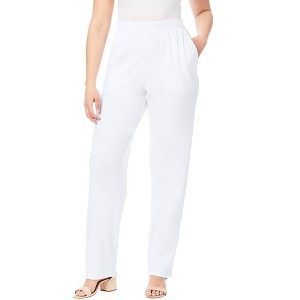 Roaman's Petite Plus Size Straight Leg Soft Knit Pull On Pant - 1 of 4