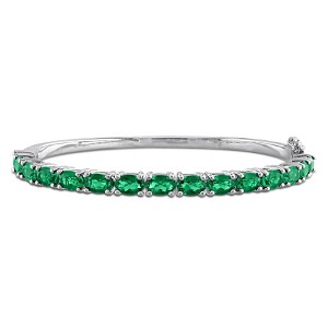 EVERLY JEWELRY | Sterling Silver 6 3/4 CT TGW Created Emerald Bangle - 1 of 4