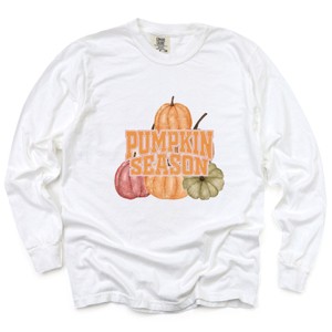 Simply Sage Market Pumpkin Season Distressed Garment Dyed Long Sleeve - 1 of 4
