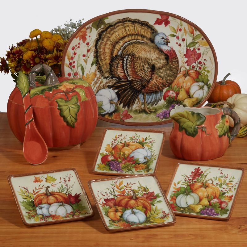 Certified International Set of 4 Harvest Blessings Canape Plates, 2 of 7